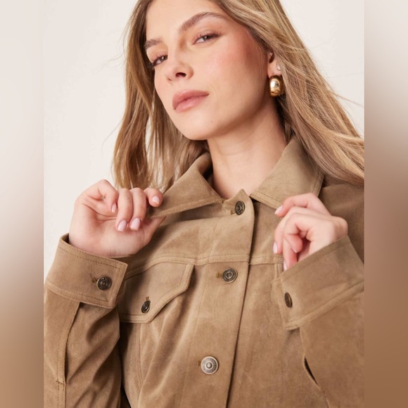 Free People Night Ranch faux suede jacket in antique bronze Xsmall - Picture 5 of 13